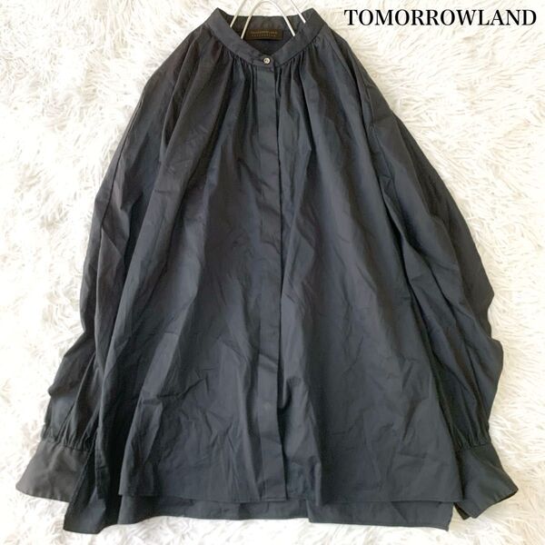 TOMORROWLAND トゥモローランド ストレッチブロード フレアヨークブラウス 36サイズ 22SS 定価2.3万