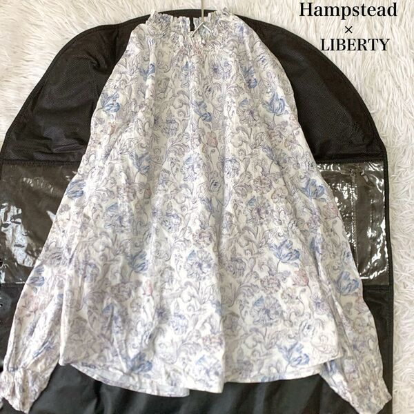 Hampstead×LIBERTY ハムステッド×リバティ アレキサンダーマーブル柄 スタンドネック シャツブラウス 花柄