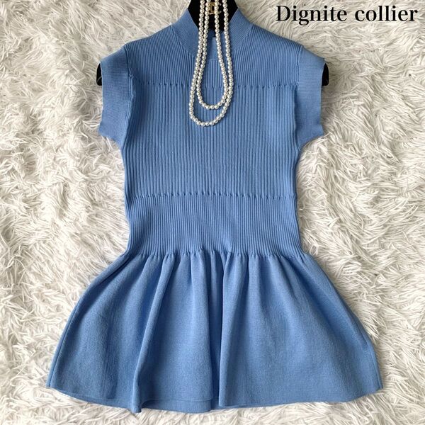 Dignite collier ディニテコリエ ペプラム ノースリーブニット サマーニット 夏 フリーサイズ