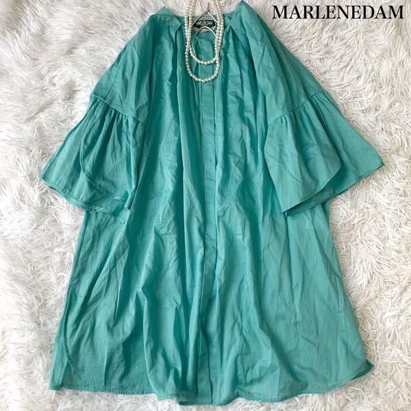 MARLENEDAM マーレンダム ボリュームスリーブ シャツブラウス 七分袖 コットン100 40サイズ 24SS 定価約5万