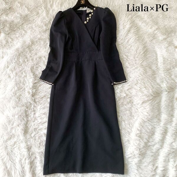 Liala×PG リアラバイピージー パール付き カシュクールワンピース ロング Mサイズ フォーマルにも
