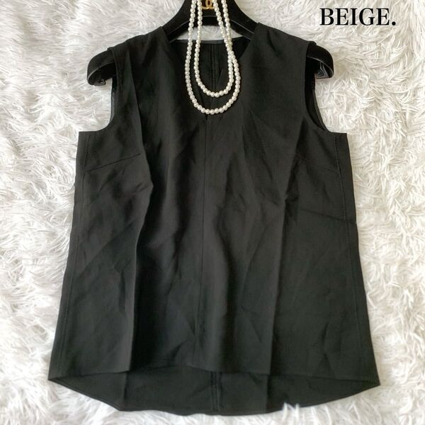BEIGE. ベイジ キーネック ノースリーブ シャツブラウス オフィスカジュアル 2サイズ ストレッチ クリーニング済み