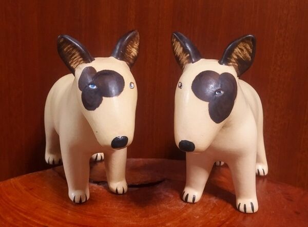リサラーソン ケンネルブルテリア 左右目ブチ2点セット 北欧 美品