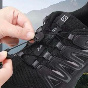SALOMON クイックレースキット 結ばない 靴紐 ランニングシューズ スニーカー BLACK 靴 白黒 ドライビングシューズ