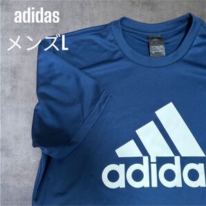 adidas メンズ Tシャツ Lサイズ ブルー