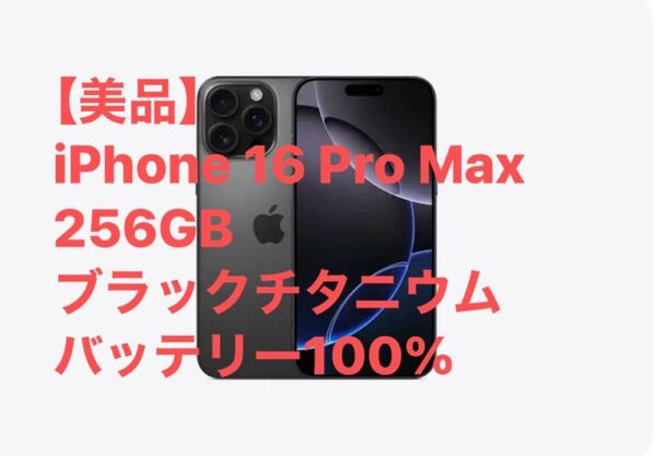 【美品】iPhone 16 Pro Max 256GB ブラックチタニウム バッテリー100%