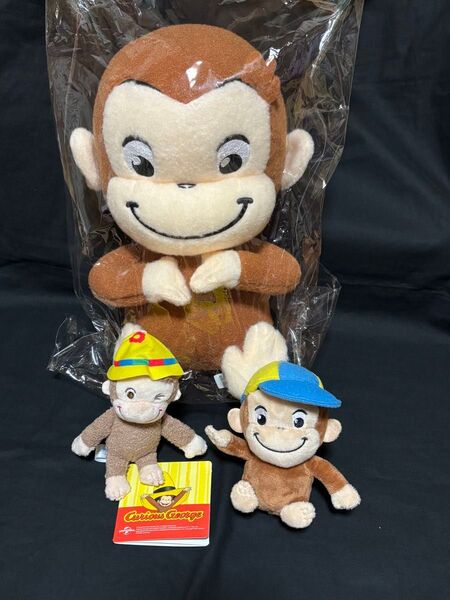 おさるのジョージ 羊毛風 ぬいぐるみ Curios George マスコット2種 3点セット