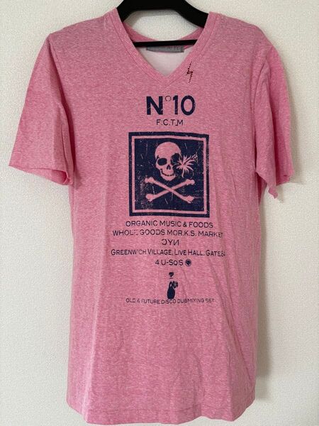 フランシストモークス スカル ラメ プリント Vネック Tシャツ 日本製 4