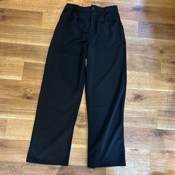 カジュアル ブラックパンツ オフィスパンツ ワイドパンツ スラックス 2XL 黒 ストレッチ