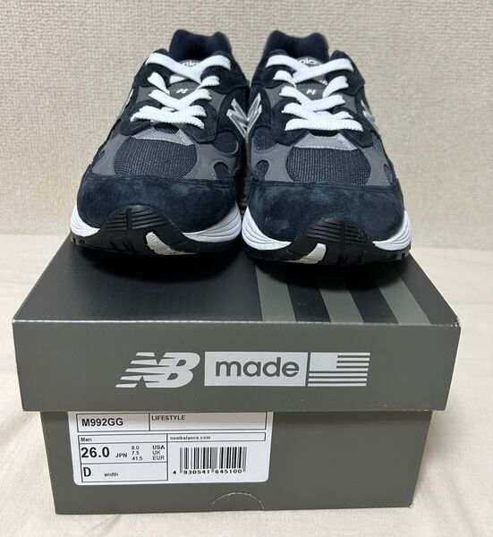 【未使用】New Balance ニューバランス M992GG ネイビー26cm