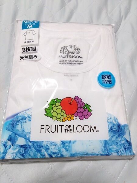 ①FRUIT OF THE LOOM フルーツオブザルーム メンズ アンダーシャツ ホワイト 接触冷感 Mサイズ 2枚 半袖 丸首