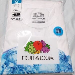 ①FRUIT OF THE LOOM フルーツオブザルーム メンズ アンダーシャツ ホワイト 接触冷感 Mサイズ 2枚 半袖 丸首