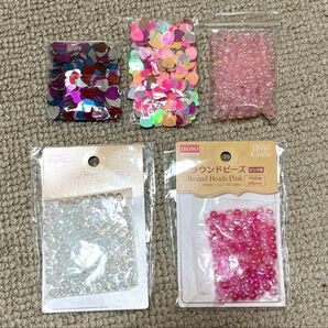 ハンドメイドパーツ5選★★ラウンドビーズ★メタル&パステルスパンコール★パール★DIY★ラッピング