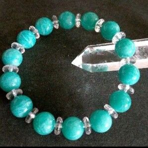 【割引特価】希少☆美品☆ゼブラアマゾナイト&カット水晶 ブレスレット 天然石 パワーストーン