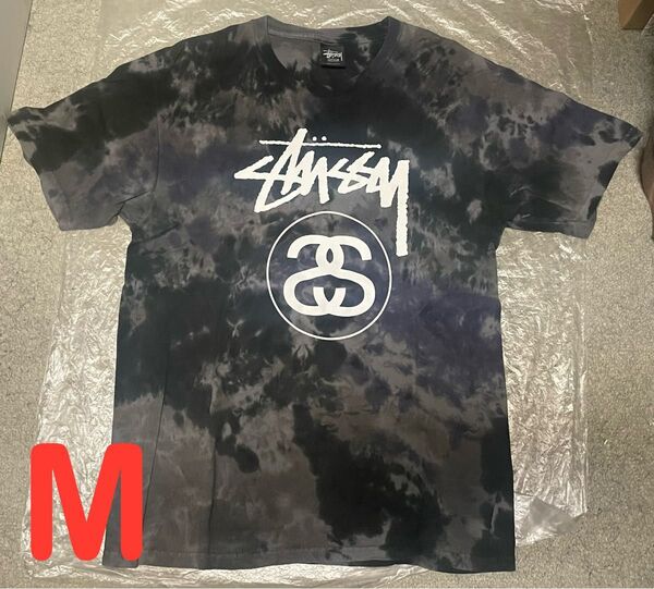 Stussy タイダイ染 シャネルロゴ プリント Tシャツ ブラック M