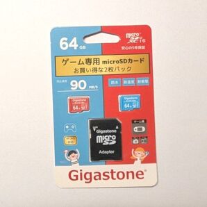 Gigastone マイクロSDカード 64GB 2枚セット 変換アダプター付き