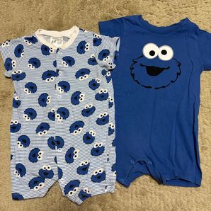 H&M ベビー クッキーモンスター セサミストリート ロンパース カバーオール ベビー服 size70 半袖