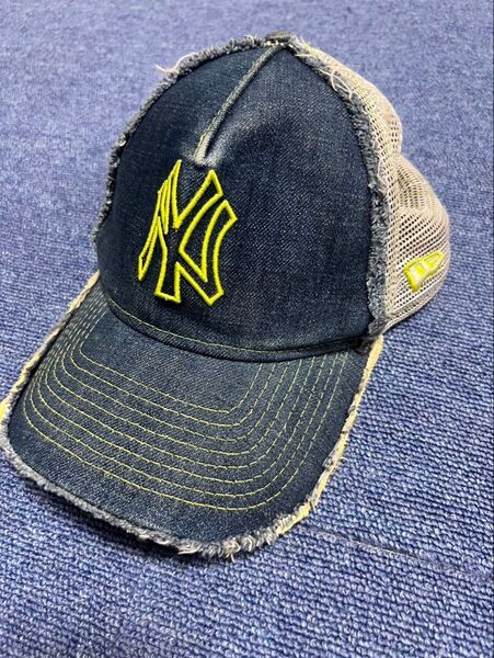 ニューエラ ヤンキース NY デニムキャップ ネイビー メッシュ ダメージ加工 New Era