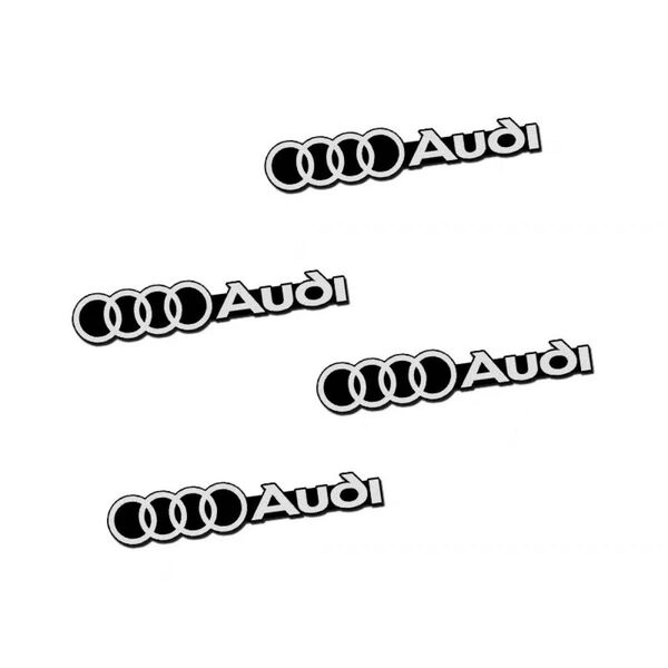 アウディ Audi ステッカー アルミ製 プレート 両面テープ付き エンブレム 3D立体 カーアクセサリー 4枚セット