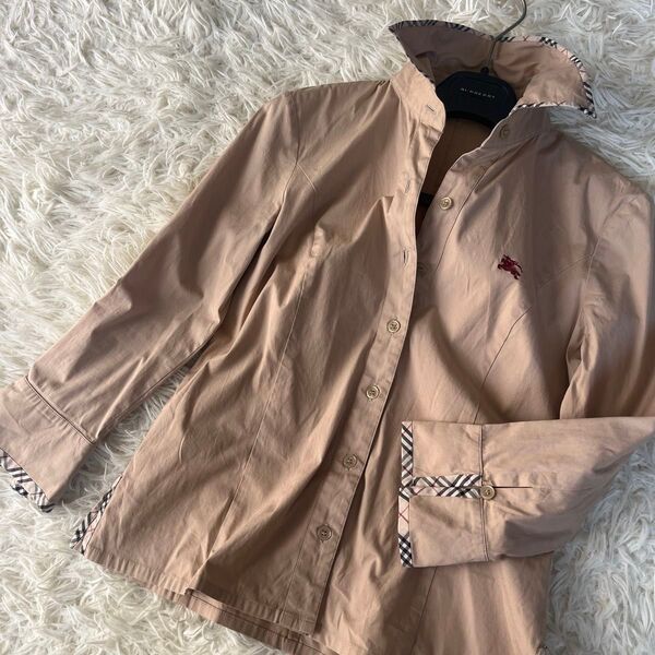 バーバリーブルーレーベル 七分袖シャツ ノバチェック カットソー ストレッチ