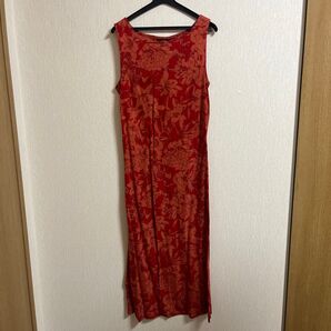LAURA ASHLEY 花柄 ロングワンピース レッド系
