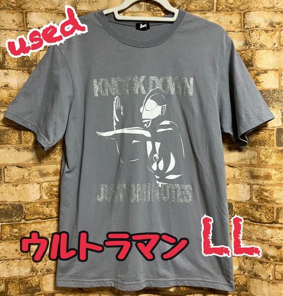 used シミ有り BROOTS ビールーツ ウルトラマン 半袖Tシャツ メンズ グレー LL 《希少 ビールーツ初期品》
