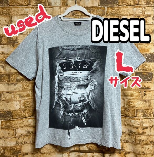 used ディーゼル DIESEL メンズ 半袖 Tシャツ L グレー 薄手 ヴィンテージ 感有り^ ^ 古着好きな方にオススメ