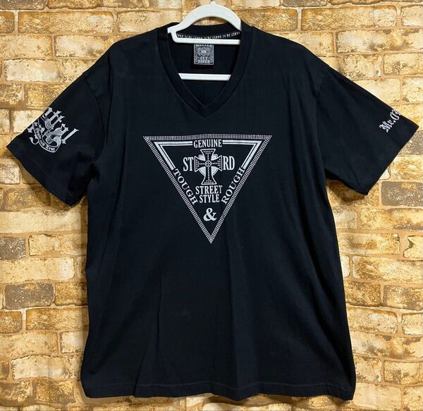 used しまむら購入 ラメ入りプリント メンズ 半袖Tシャツ ブラック LL ①