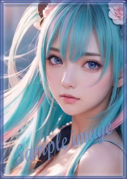 H◇カラフルヘア美女new◇高画質◇A4◇イラストアートポスター◇11275◇グラビアアイドル写真◇美脚◇実写