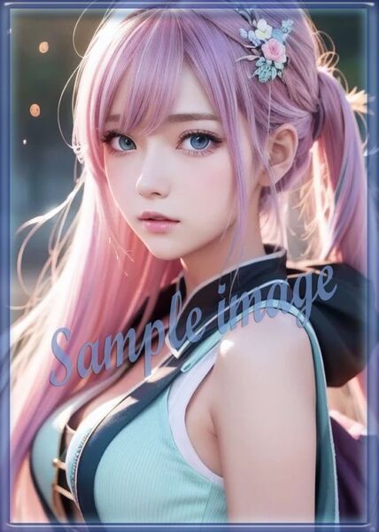 H◇カラフルヘア美女new◇高画質◇A4◇イラストアートポスター◇11273◇グラビアアイドル写真◇美脚◇実写
