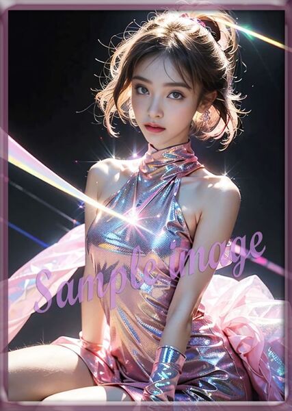 送料無料◇K◇ホログラムドレス美女new◇高画質◇A4◇イラストアートポスター◇11343◇グラビアアイドル写真◇美脚◇実写