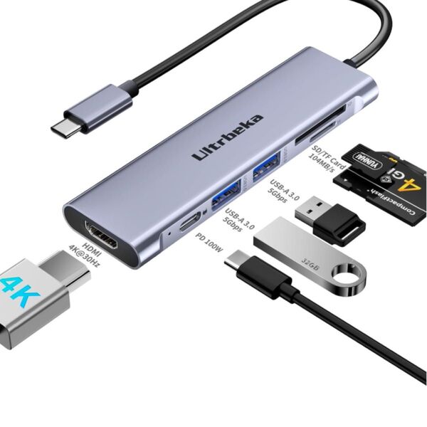 USB C ハブ 7in1 アダプタ|100W PD充電対応・4K HDMI・MicroSD/SDカードリーダー搭載