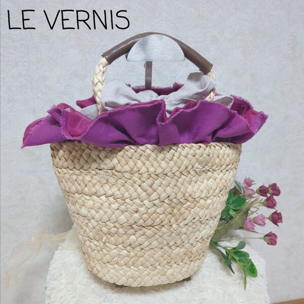 LE VERNIS かごバッグ フリル パープル ハンドバッグ チュール