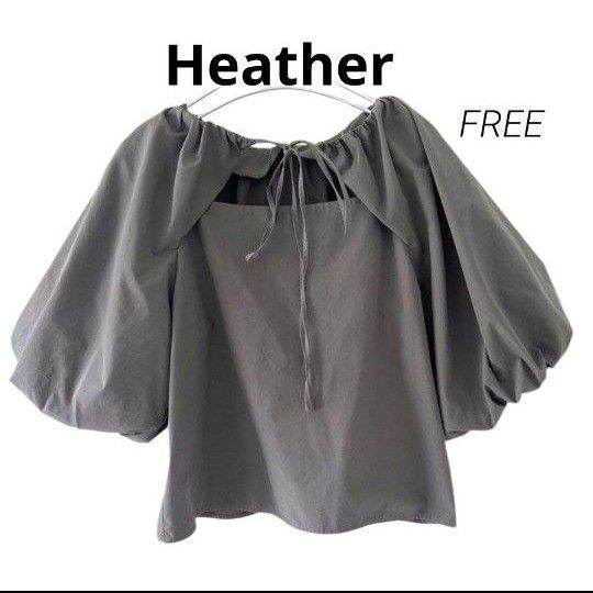 オープンネック Heather ヘザー トップス シャツ ブラウス ギャザー
