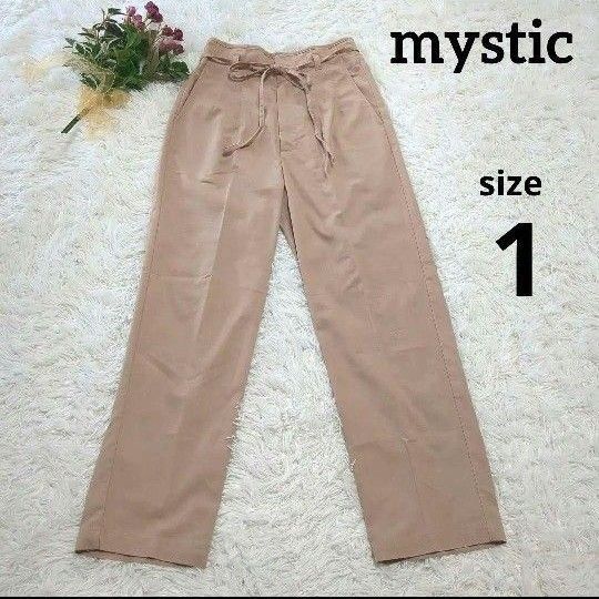 mystic ミスティック パンツ ピンクベージュ 麻混 ウエストリボン ボトムス