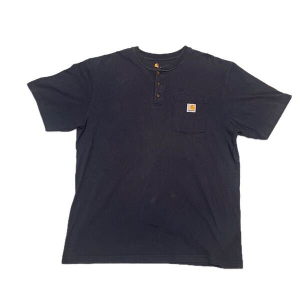 Carhartt 半袖ヘンリーネックTシャツ ネイビー