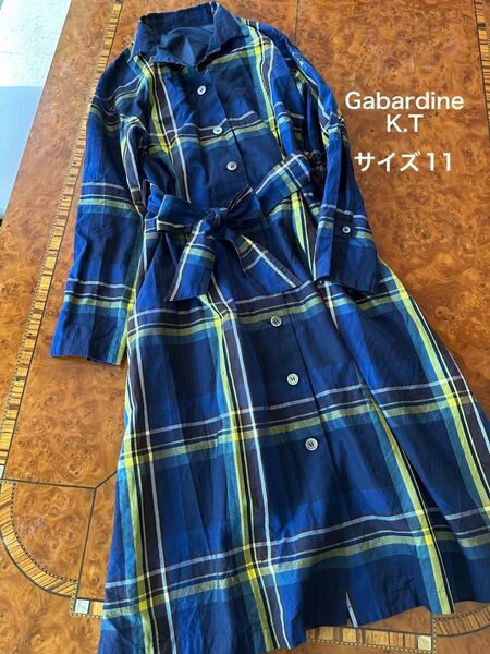 Gabardine K.T ワンピース チェック シャツワンピース ロング M