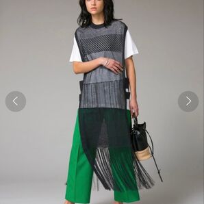 MAISON SPECIAL ペーパーヤーンニットフリンジワンピース ブラック