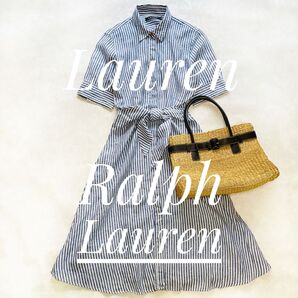 極美品ローレンラルフローレン 希少サイズ6 L相当 リネンワンピース 洗濯可 麻100%