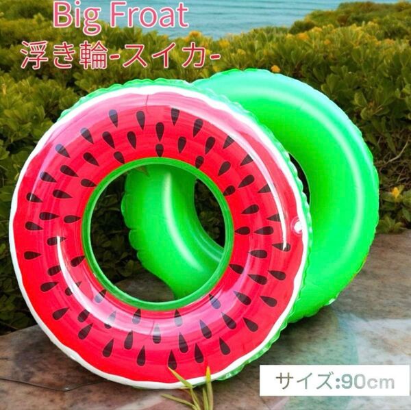 【新品未使用品】浮き輪 浮輪 90サイズ プール キッズ 幼児 海 夏 レジャー スイカ