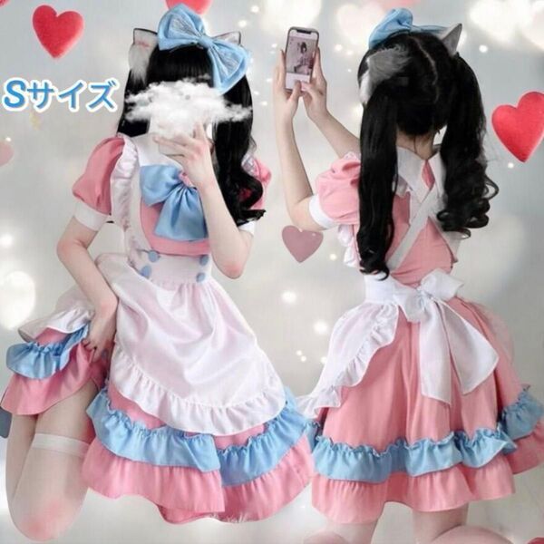 【新品未使用品 即日発送】メイド服 5点セット Sサイズ コスプレ 甘ロリ ロリータ コスチューム