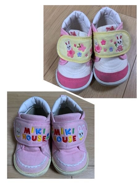 定価10780円 ミキハウス セカンドシューズ 13.0 うさこ花柄 日本製 スニーカー 女の子 キッズ ピンク