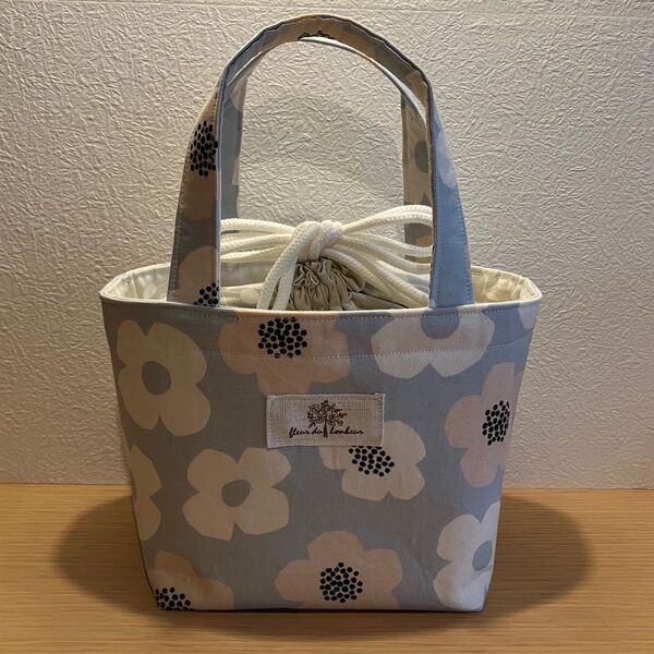 巾着トートバッグ ランチバッグ お散歩バッグ ミニトートバッグ ハンドメイド 北欧柄 ジムバッグ