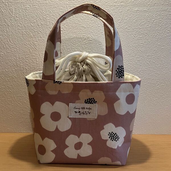 巾着トートバッグ ランチバッグ お散歩バッグ ミニトートバッグ ハンドメイド 北欧柄 ジムバッグ