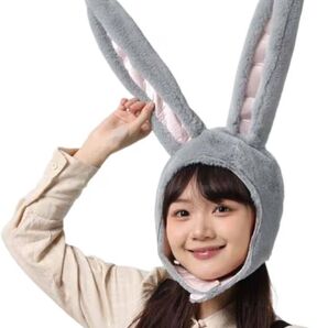 ウサギ 被り物 ウサギ帽子 グレー兎 ラビット かぶりもの もふもふうさたん
