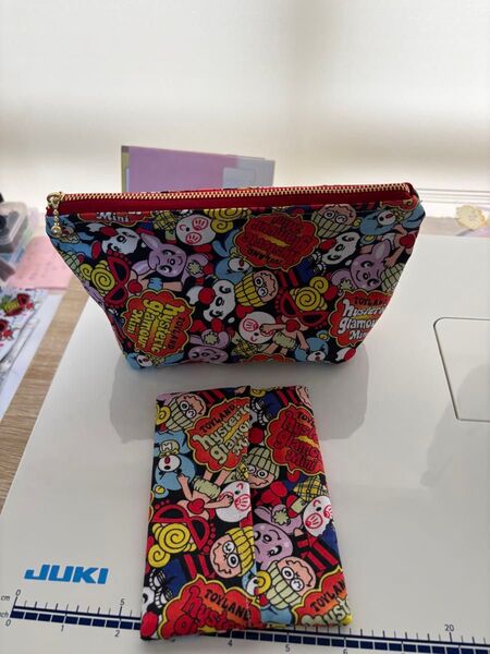 ハンドメイドポーチ中&ポケットティッシュケース【1セット限り】
