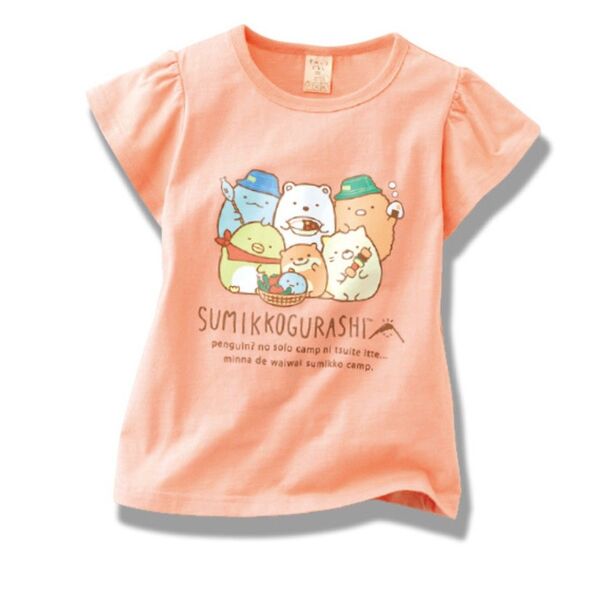すみっコぐらし 110cm Tシャツ 半袖 コーラル オレンジ 綿100%