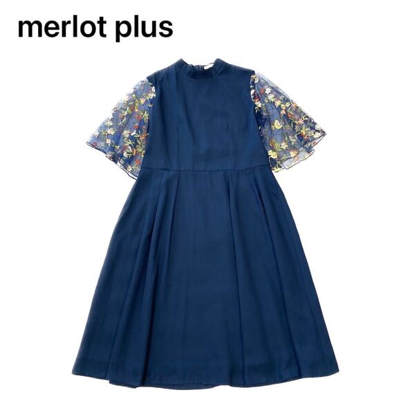 merlot plus メルロープリュス オケージョンワンピース 刺繍 フラワー