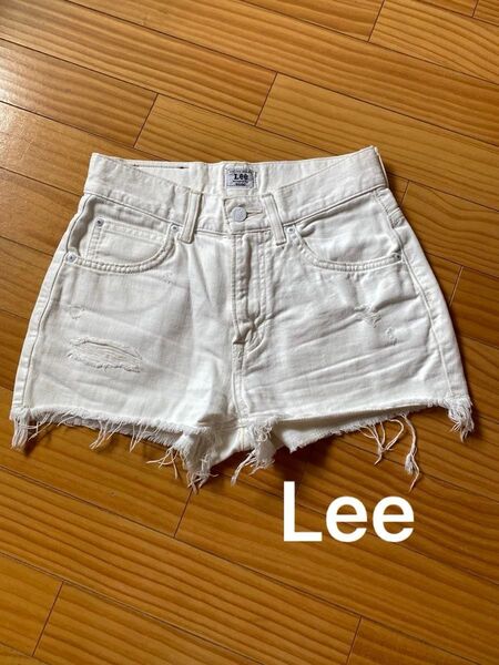 Lee×snidel ダメージ加工 ホワイト ショートパンツ デニムショートパンツ ダメージデニムショートパンツ