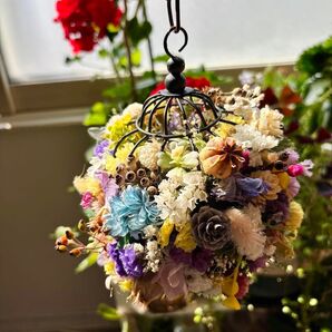 ボタニカルドライフラワー 鳥籠アレンジ